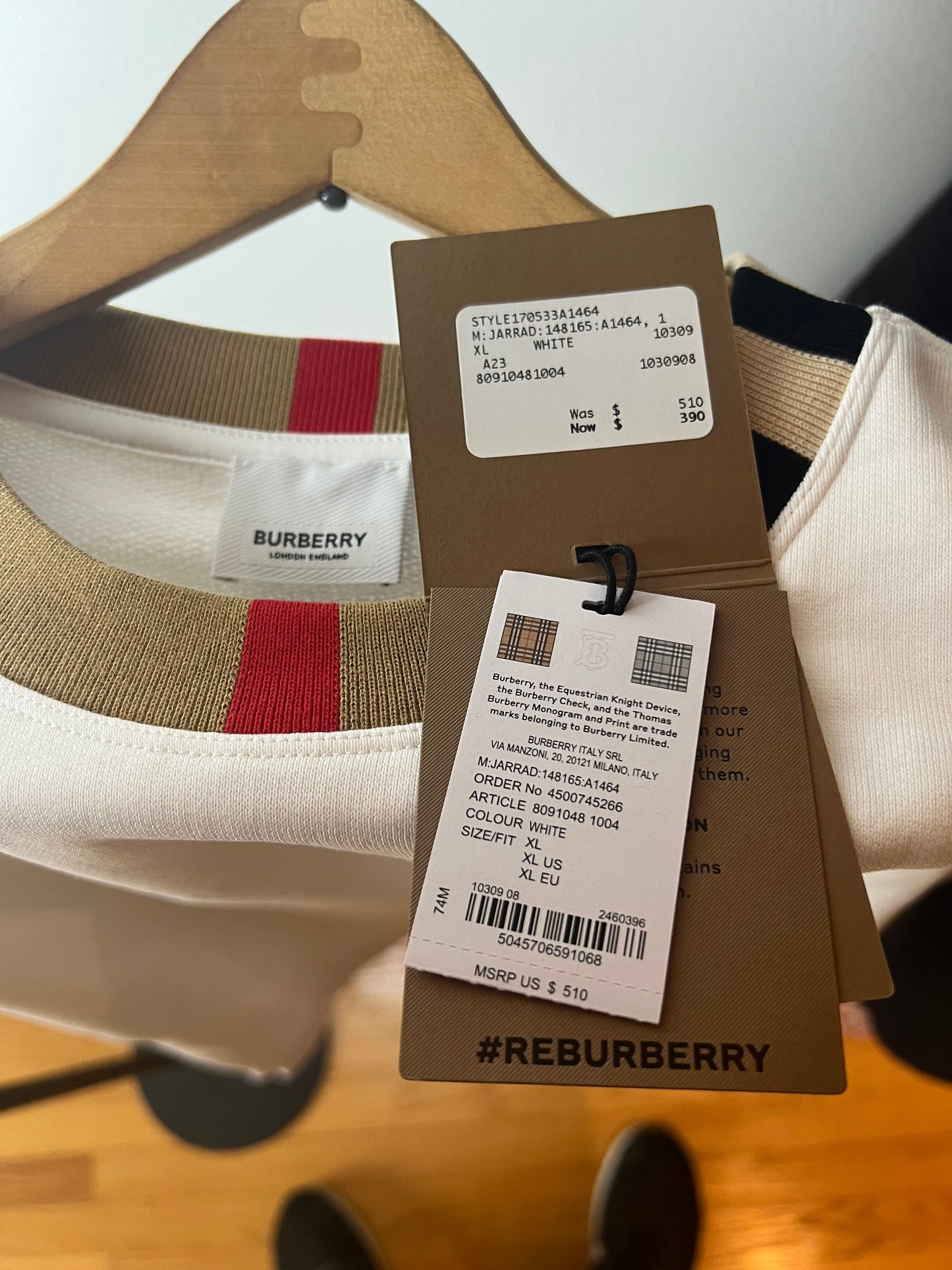Burberry Jayson Icon Stripe Crewneck Sweatshirt